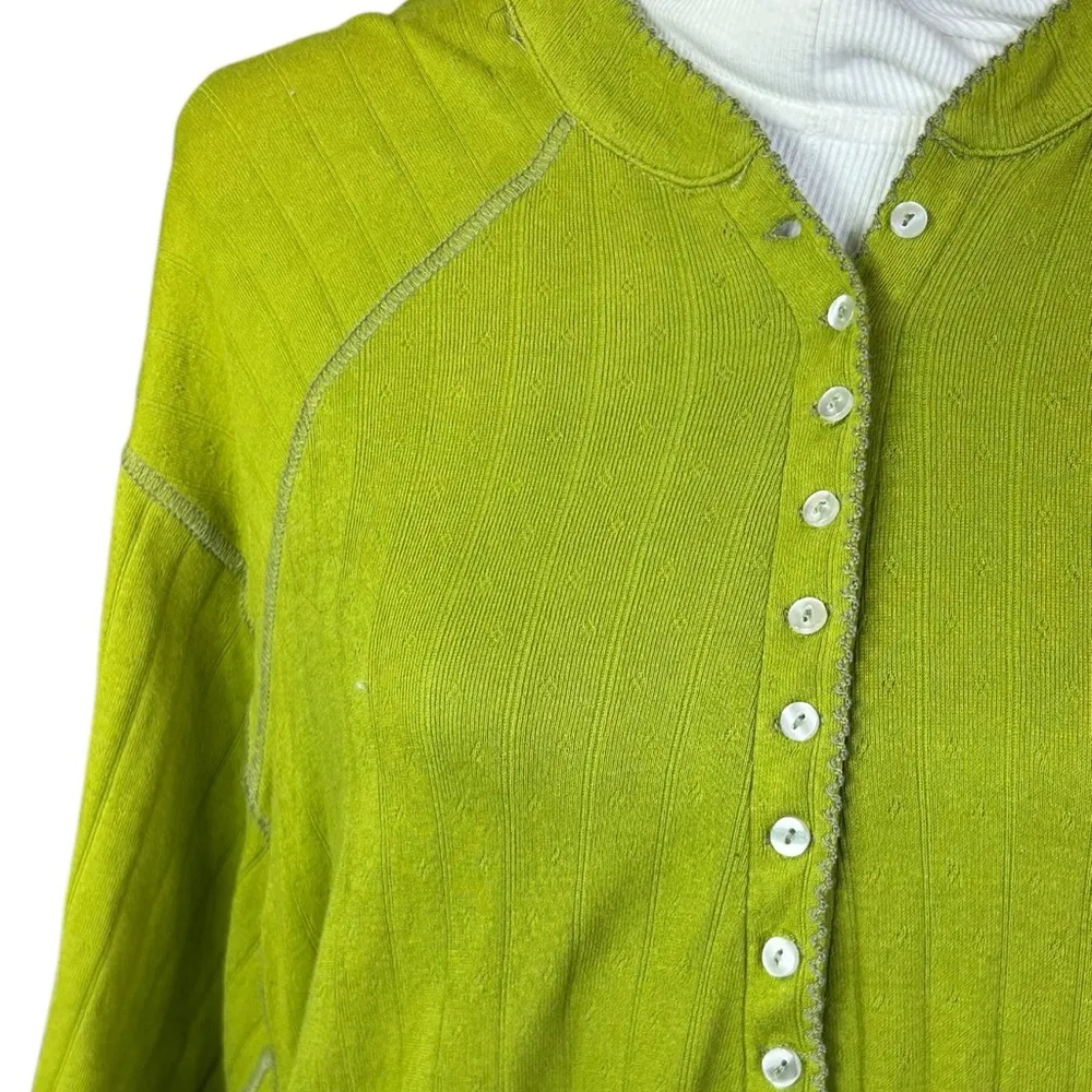 Free People Coffee Chat Pull over top tunic green size small - Image 5