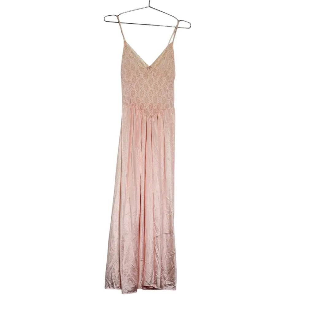 Frederick's of Hollywood Vintage Pale Pink Nylon Lace Nightgown Slip Dress - Image 9