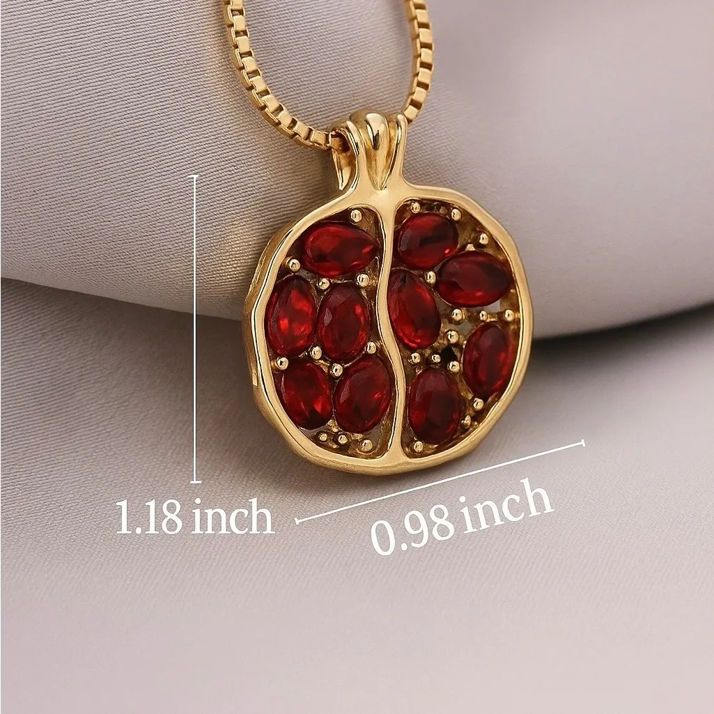 Natural Style Gold Pomegranate Necklace with Red Gem Accents – Symbol of Love - Image 5