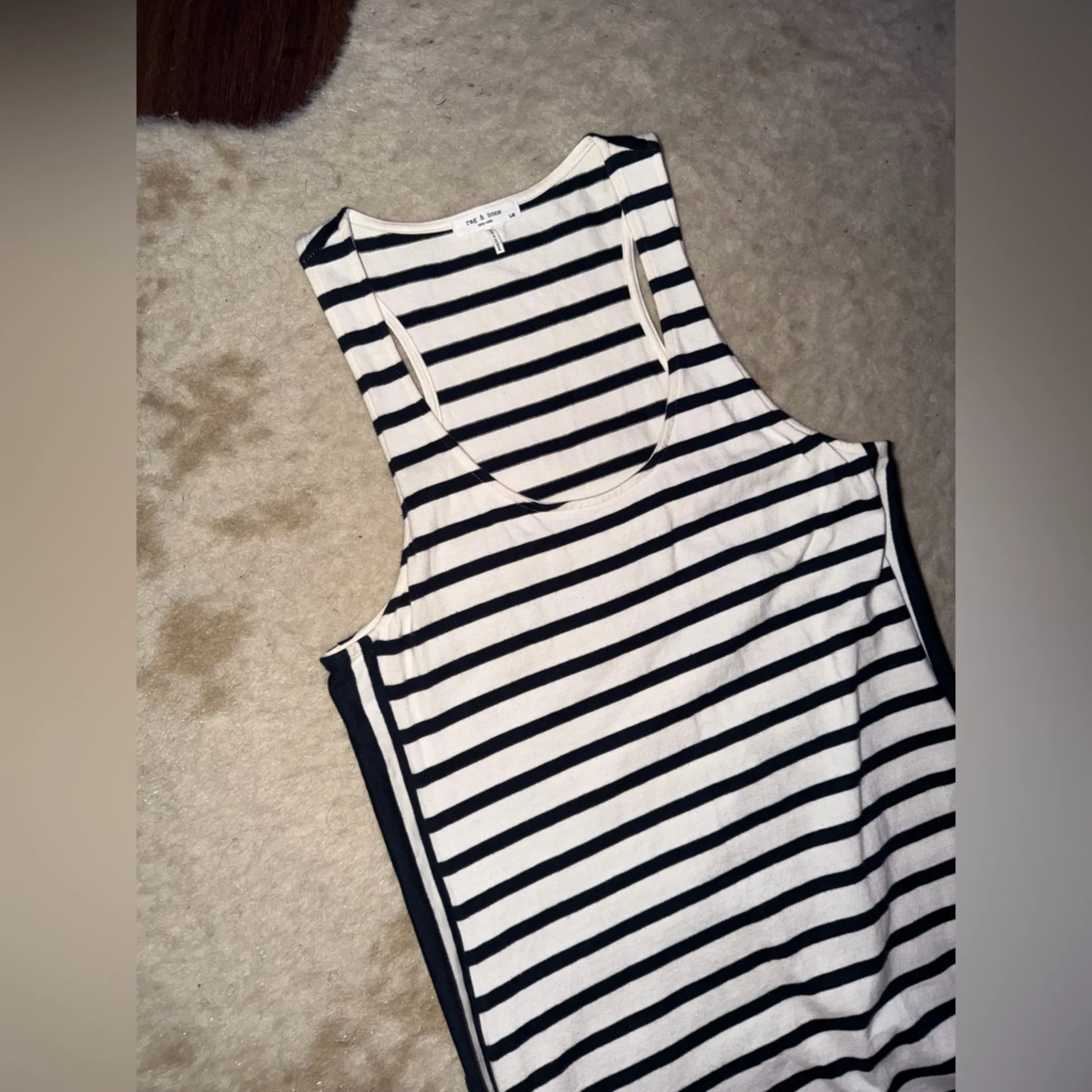 rag & bone
Bardot Striped Midi Dress cream / navy casual spring $258 L winter - Image 5