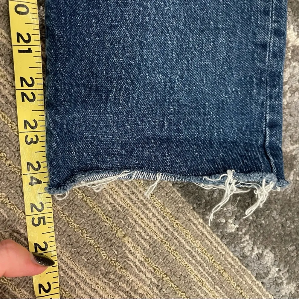 Levi’s Premium Wedgie Straight Jeans Blue Raw Hem Button Fly Sz 27 Dark Wash - Image 13