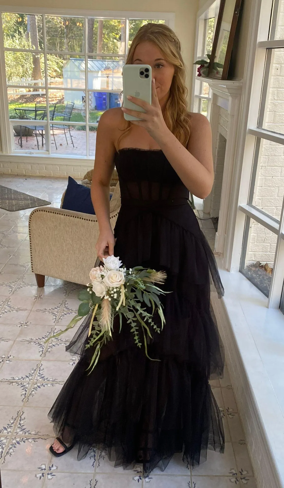 Corset Tulle Gown in Black - Image 3