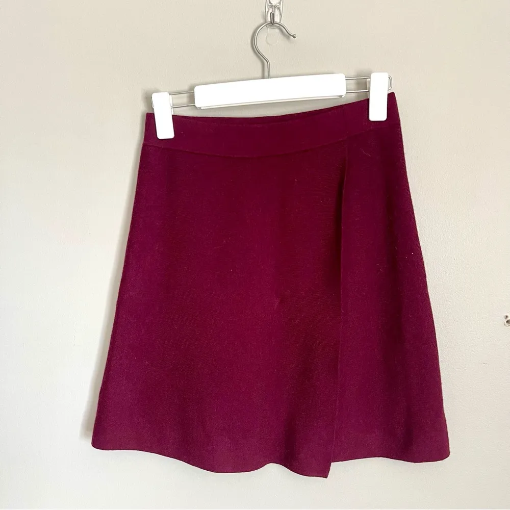 NOISY MAY | Burgundy Knit Faux Wrap Mini Skirt Sz S - Image 2