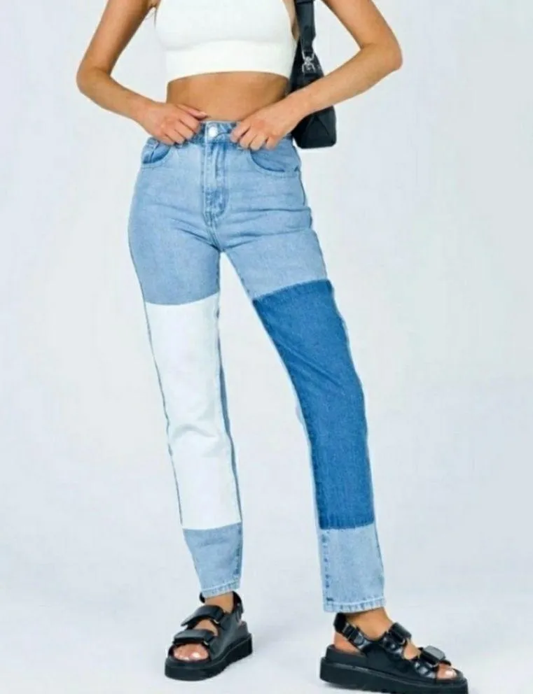 Princess Polly Colorblock Jeans Size 6 - Image 2