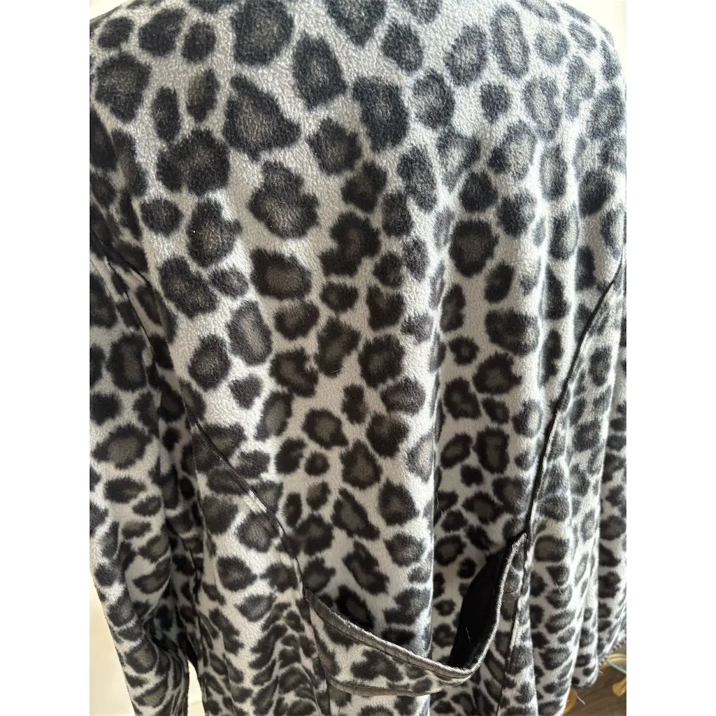 A New Day Women's M Gray Leopard Print Faux‎ Fur Long Coat - Image 3