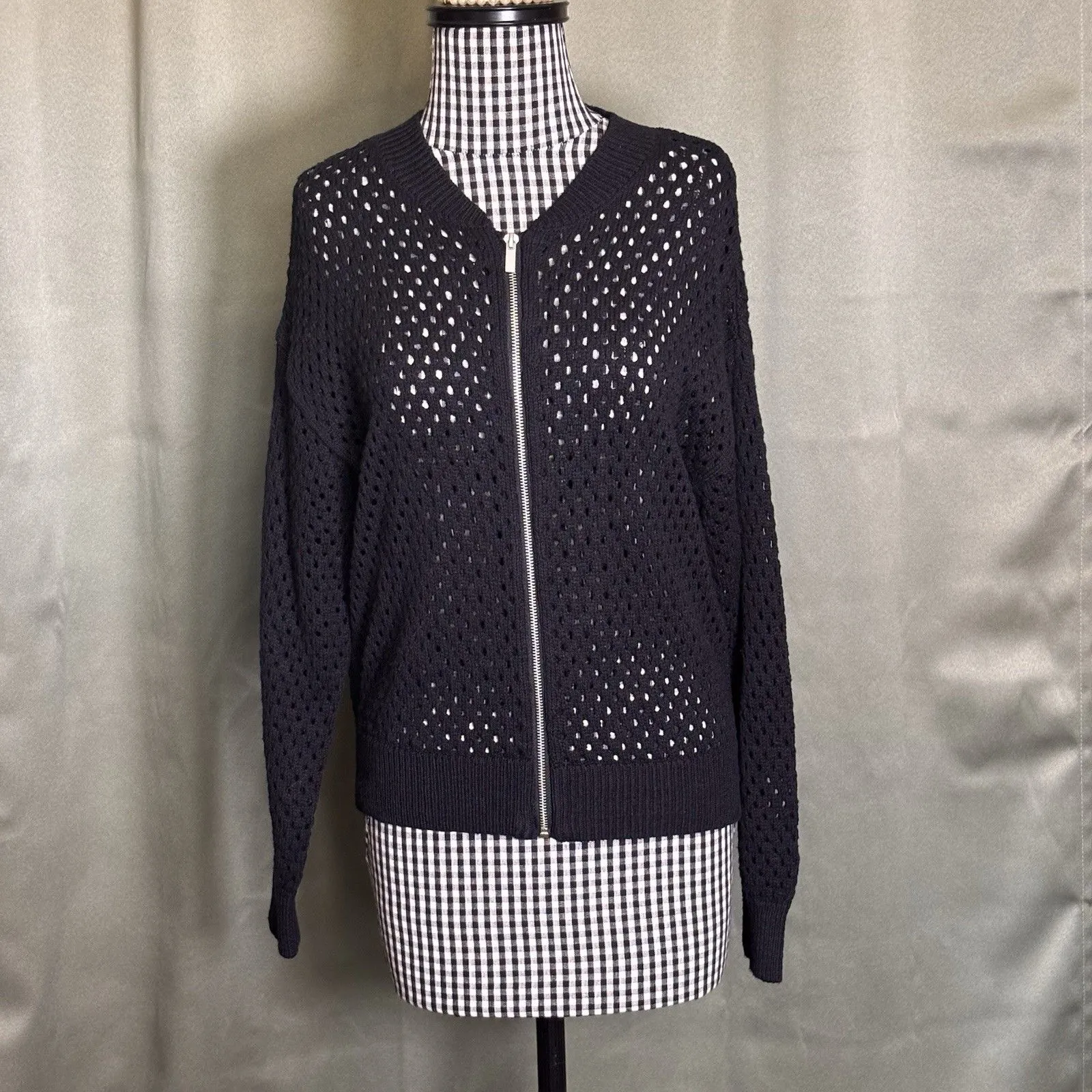 Sanctuary Womens Stepping Out Open Stitch Bomber Jacket Cardigan in Black XS $79 - Image 4