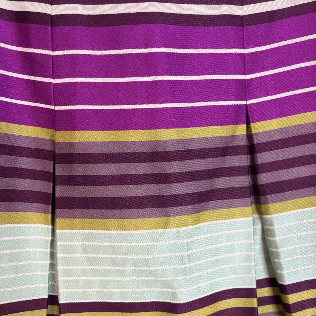 J. McLaughlin Womens Skirt 6 Striped Preppy Pleated Pockets Zip Vintage EUC - Image 2