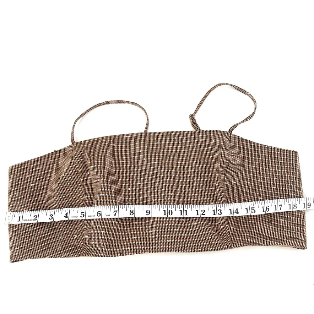 House of Harlow 1960 Smocked Sequin Woven Plaid Crop Bandeau Stretch Tank Top Size L - Image 9