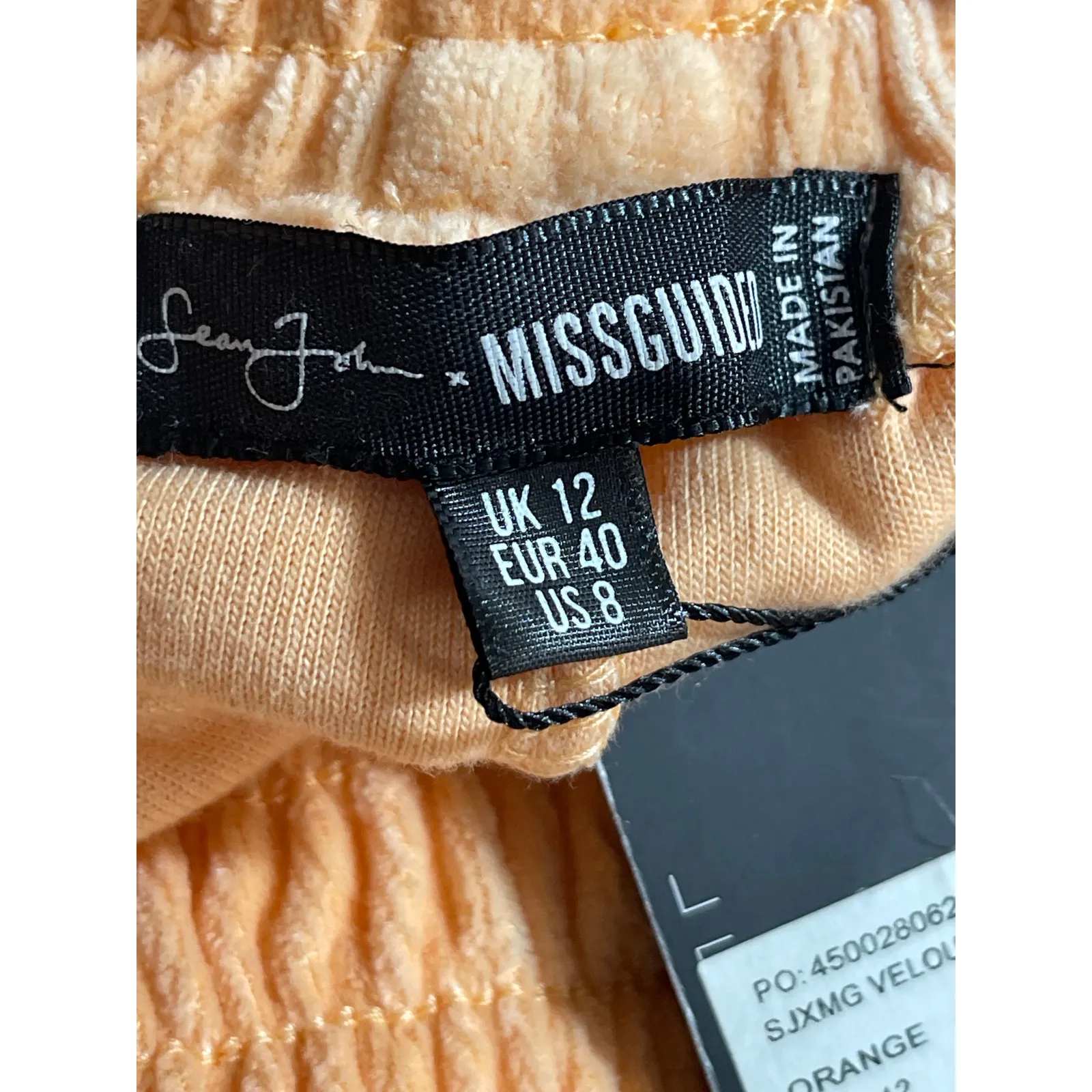 NEW Sean John x Missguided Womens Coral Velvet Velour Track Sweat Pants Size 8 Orange - Image 6