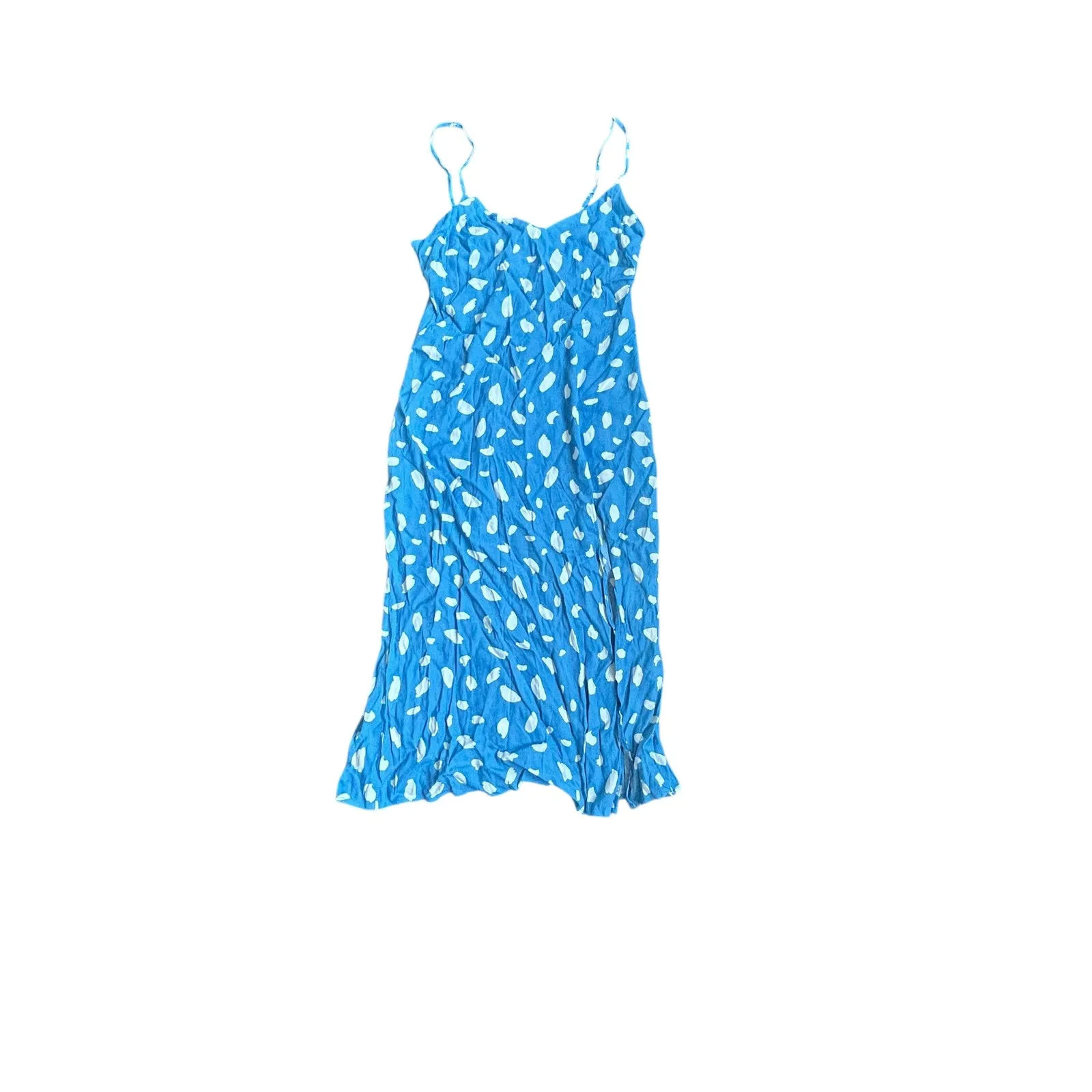 Reformation Crimini Dress Wave Blue White Print Midi Slip High Slit Size 6 NWT - Image 4