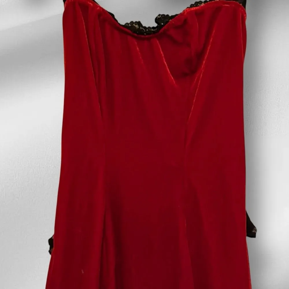 Shirley of Hollywood Red Velvet Mini‎ Negligee Dress Size XS - Image 2