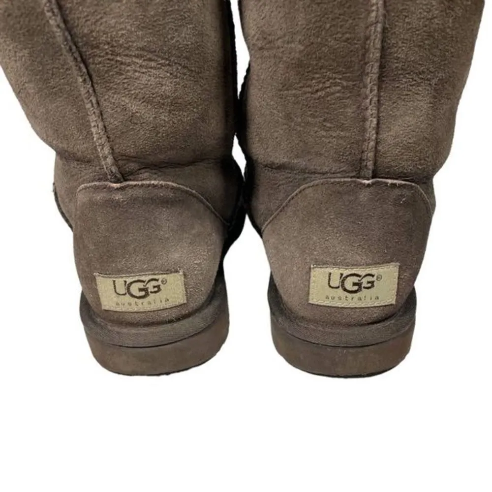 UGG Australia Classic Tall in Chocolate Brown 5815 Suede Sheepskin Boots - Image 6