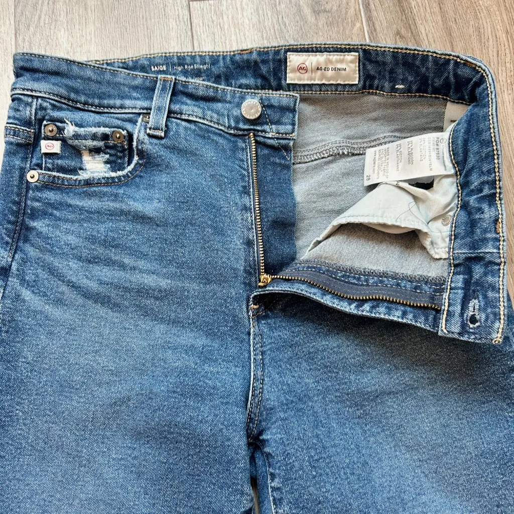 AG Adriano Goldschmied Saige High Rise Straight Leg Jeans in 9 Years Elmhurst 28 - Image 9