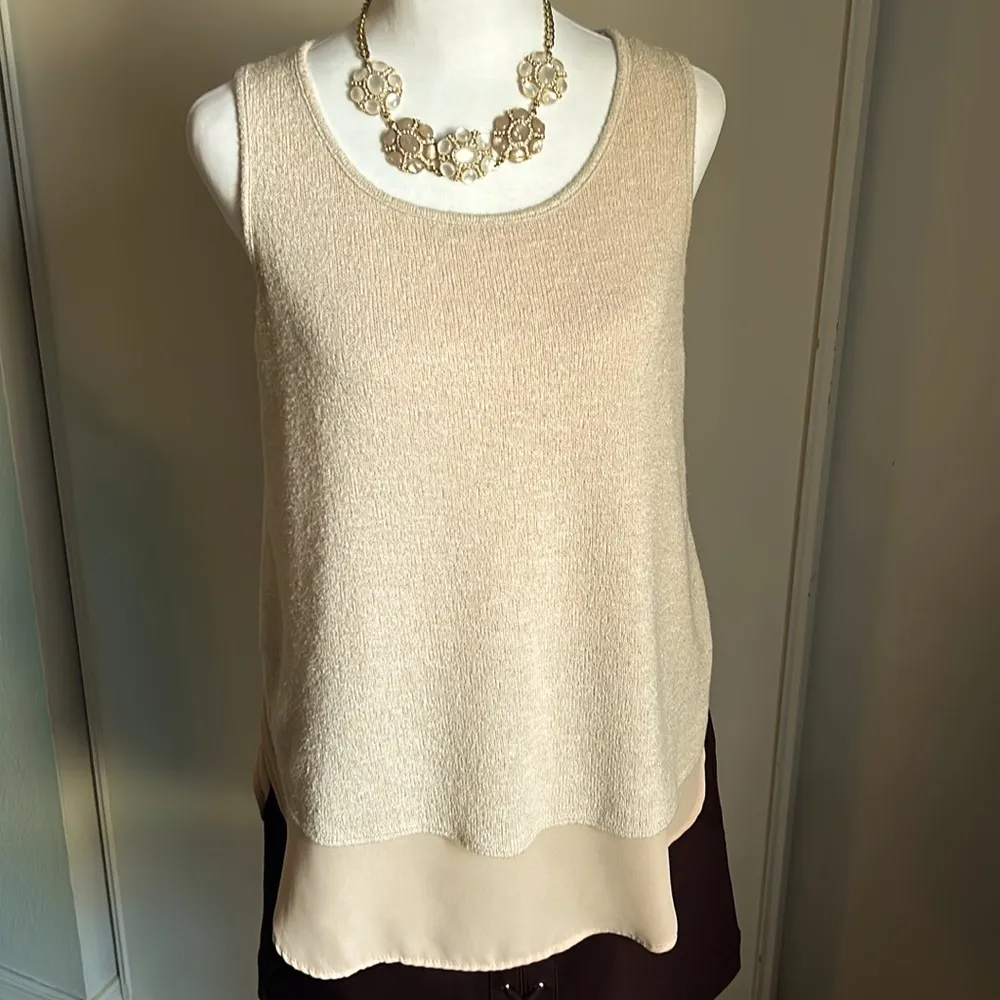 Bar III Chiffon With Sweater Overlay Sleeveless Tank Blouse - Image 6