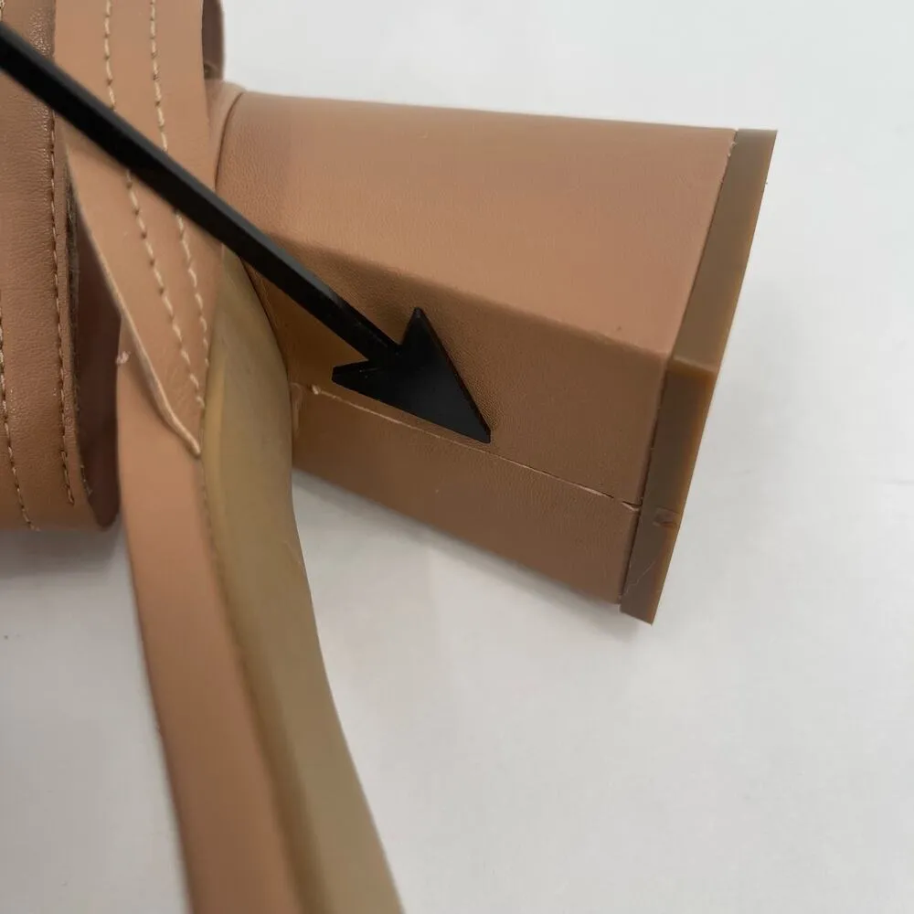 LINEA PAOLO Heels Size 8.5 Emmie Tan Strappy Ankle Block Heel Heeled Sandal - Image 2