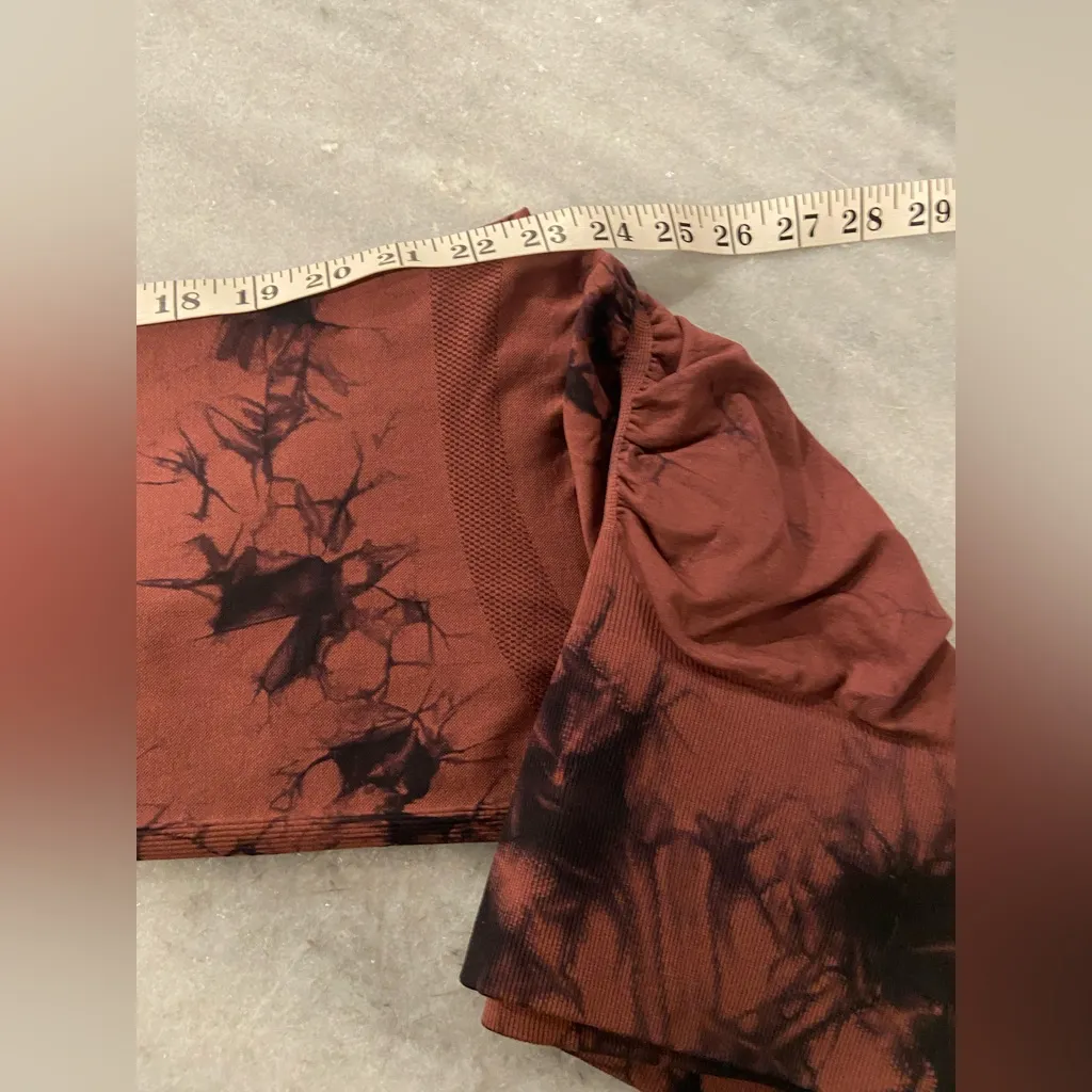 Black Brown Tie Dye Size L High Waist Body Sculpting Butt Lift Gym Leggings Size L - Image 6