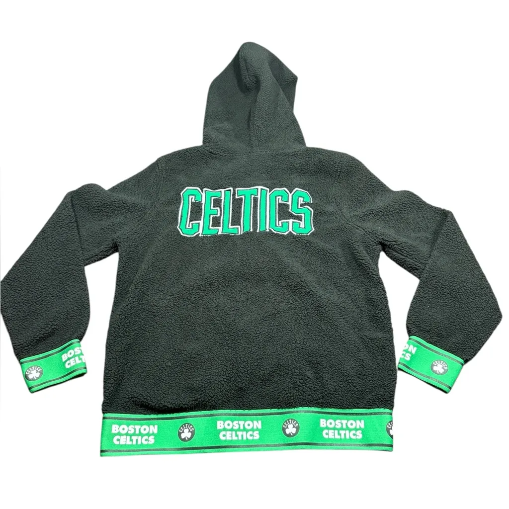 Authentic Ultra GAME Boston Celtics Embroidered Lettering Hoodie Womens Medium Black - Image 2
