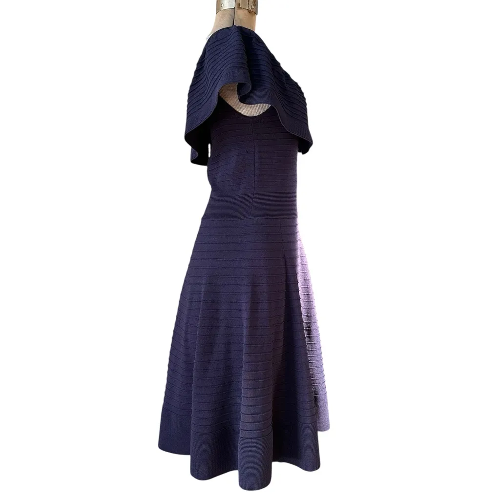 Eliza J Off the Shoulder Fit & Flare
Dress In Navy Blue Midi Textured Knit - Image 3