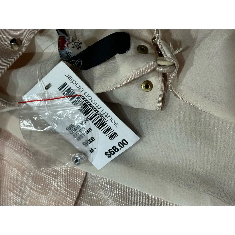 NWT Champagne Studded Open Back Peplum Top Medium - Image 3