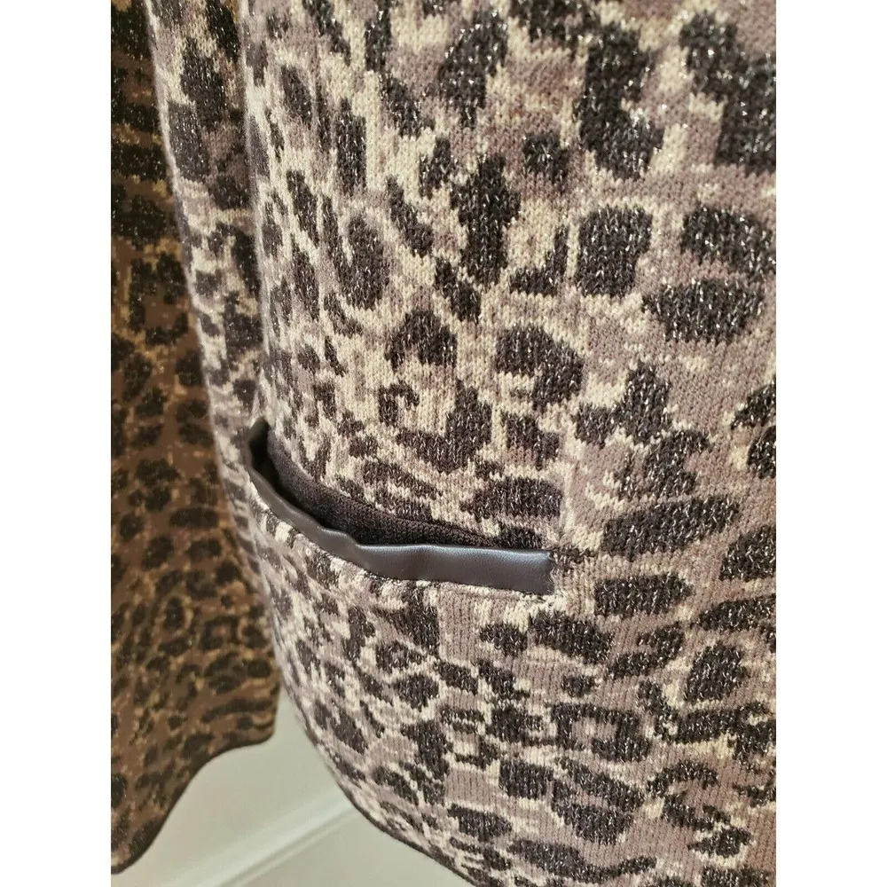 Chicos Soft faux lather trim zip cardigan (SIZE 2) - Image 3