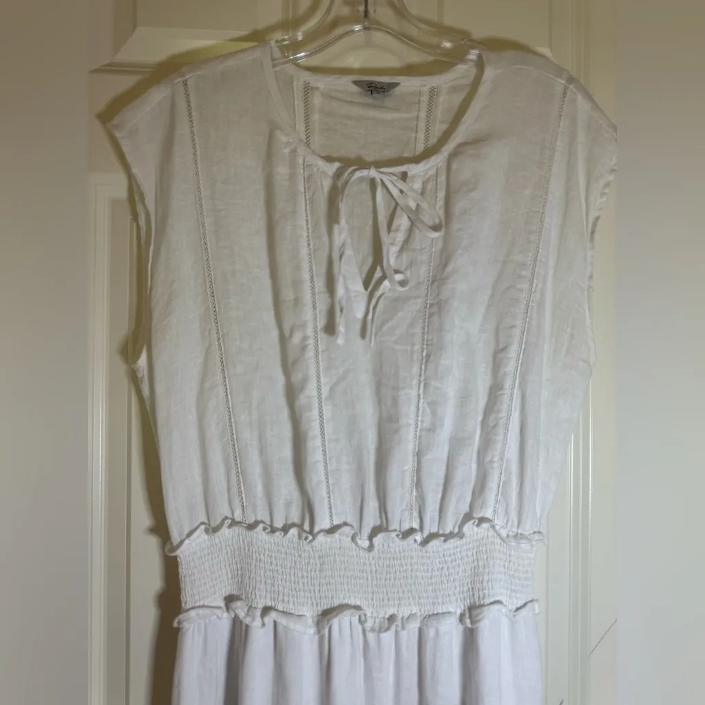 Rails Ashlyn Stripe Linen Blend‎ Midi Dress, Medium, White - Image 4