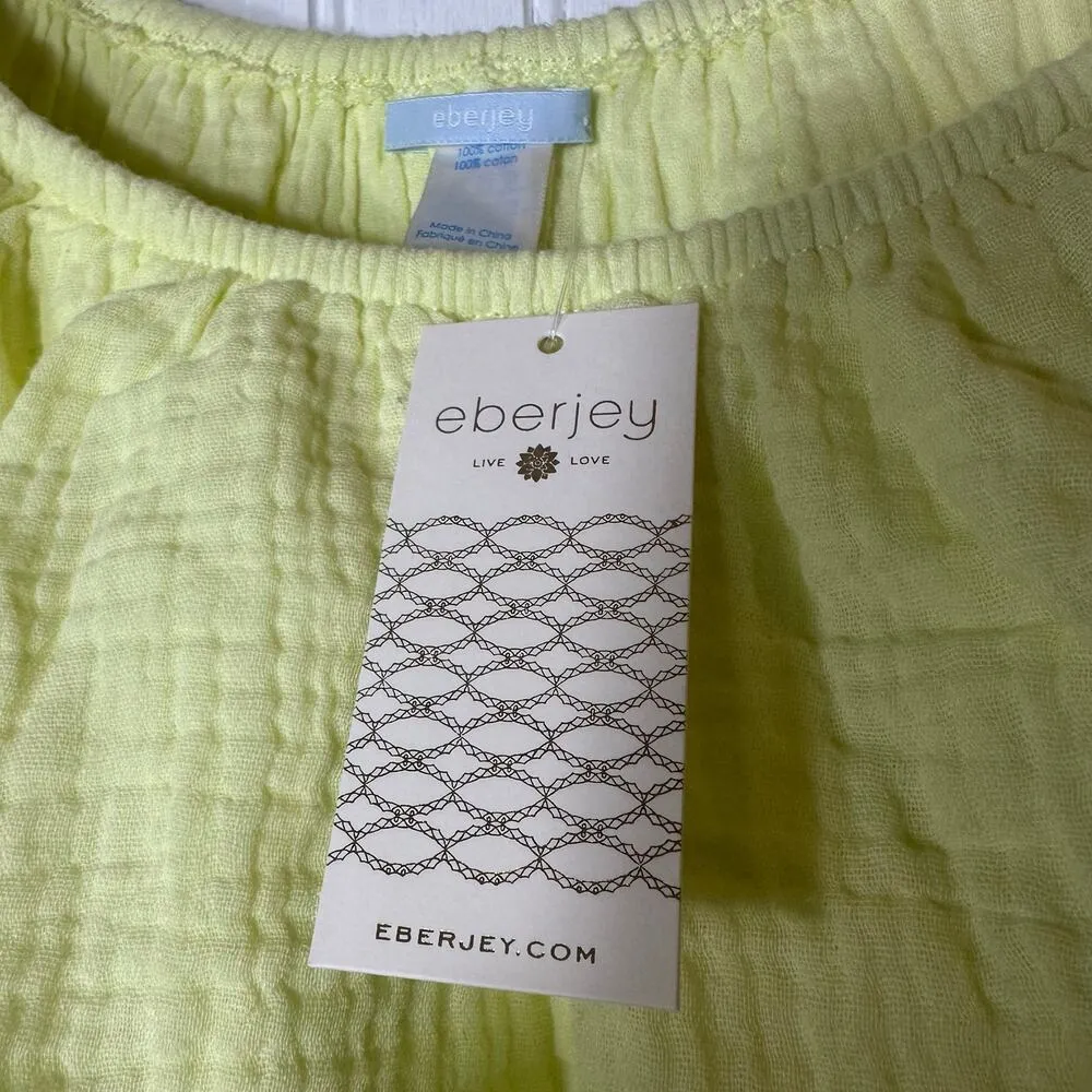 Eberjey Lucia Off Shoulder Teddy Romper Yellow NEW - Image 6