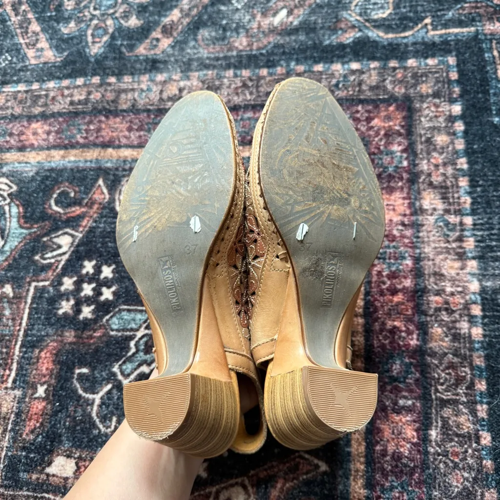 Pikolinos Romana brown leather floral laser - Image 7