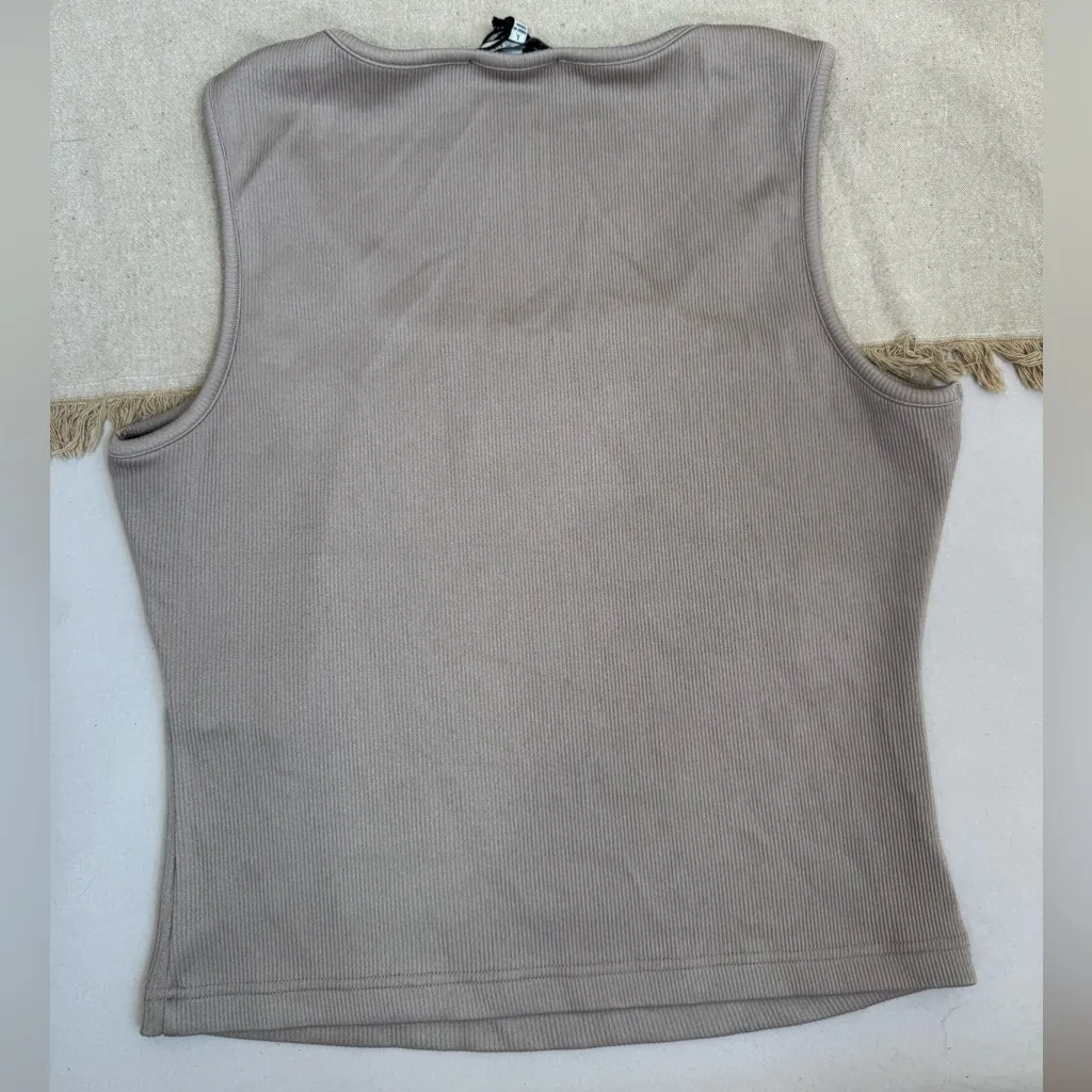 Bagatelle Collection Women’s Size L Beige Taupe Knit Top Sleeveless Square Neck Brown Size L - Image 3
