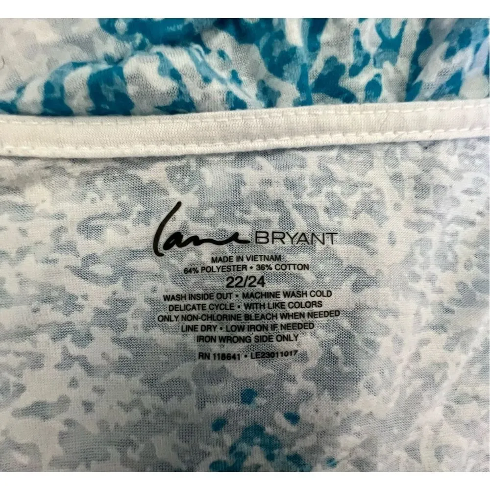 Lane Bryant Quarter Sleeve Exposed Shoulder Blouse With Floral Design and Rhines - Image 2