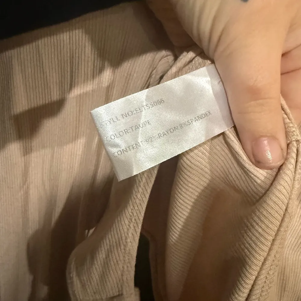 Elodie Tan Asymmetrical Cut Out Bodysuit size small - Image 8