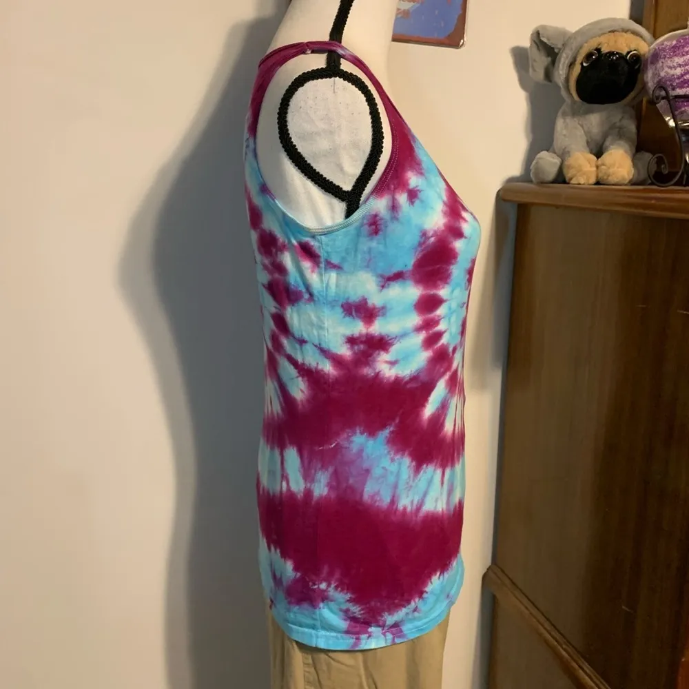 Gildan Blue and Purple Spiral Tie Dye Tank Top - Image 5