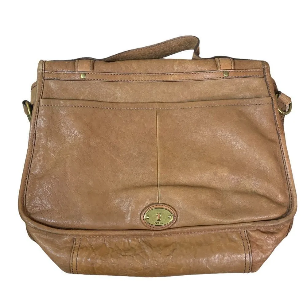 Fossil Vintage Reissue Light Brown Leather Messenger Bag‎ - Image 8