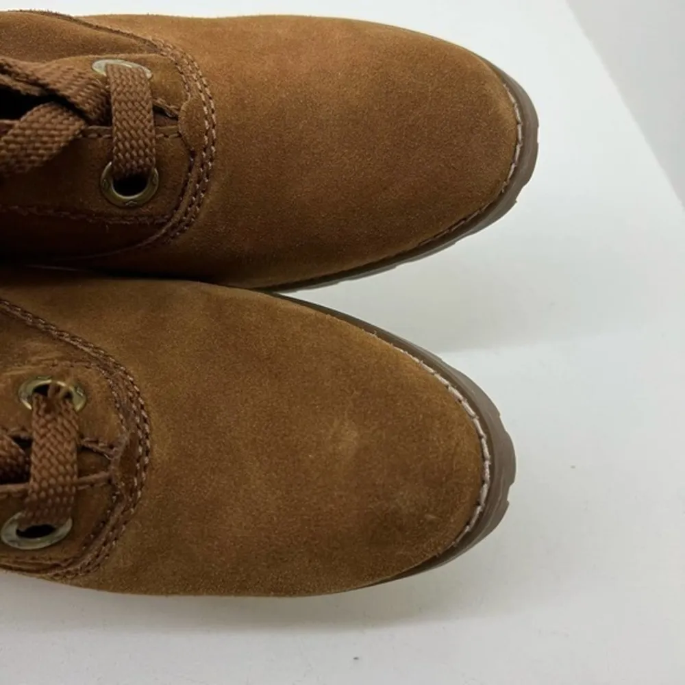 Sporto brown leather lace up chunky heel ankle booties round toe Y2K size 8.5 - Image 2