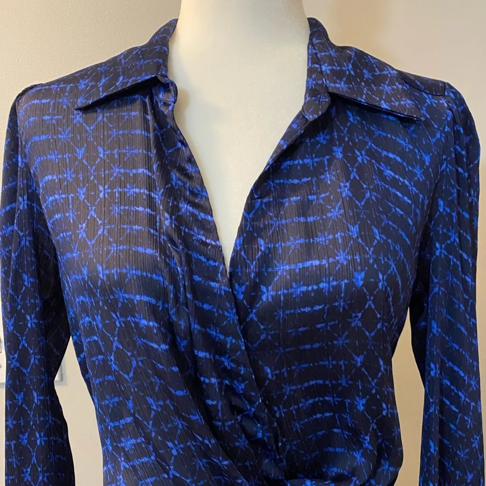 Misa Los Angeles Valentina chiffon midnight Shibori print sheer dress size XS - Image 5