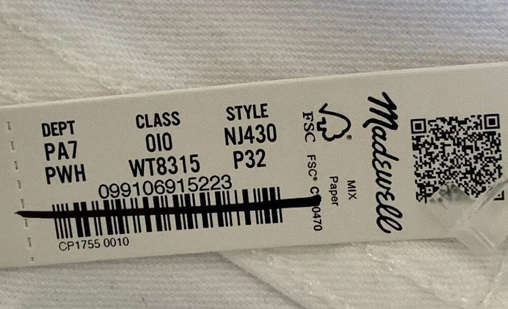 NWT Madewell Mid-Rise Kick Out Jeans in Pure White NJ430 - Image 12