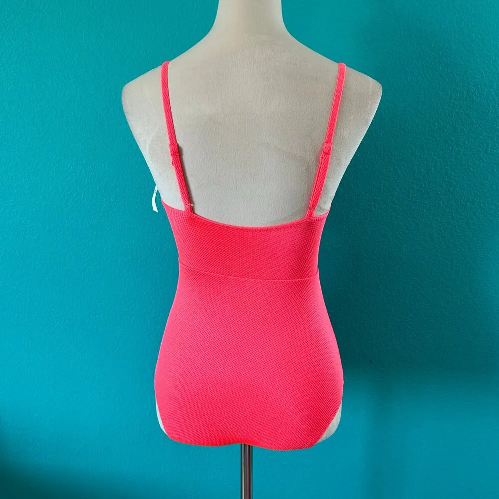 NWT Aerie Shine Pique Twist Scoop One Piece Swimsuit Pink Sprinkle Swim Size XS - Image 5