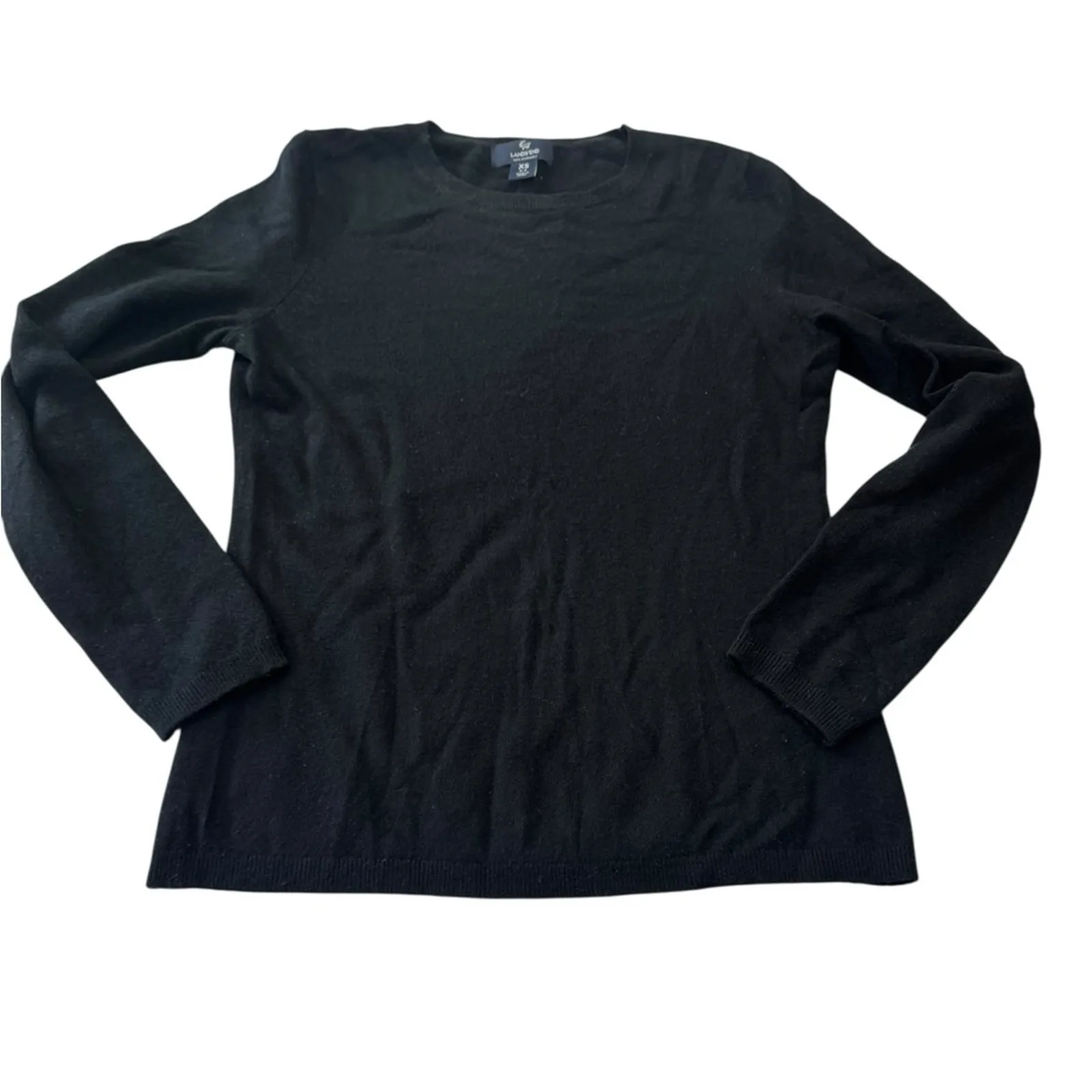 LANDS’ END Classic CASHMERE Black Women's crew neck sweater Size XS Extra Small - Image 5