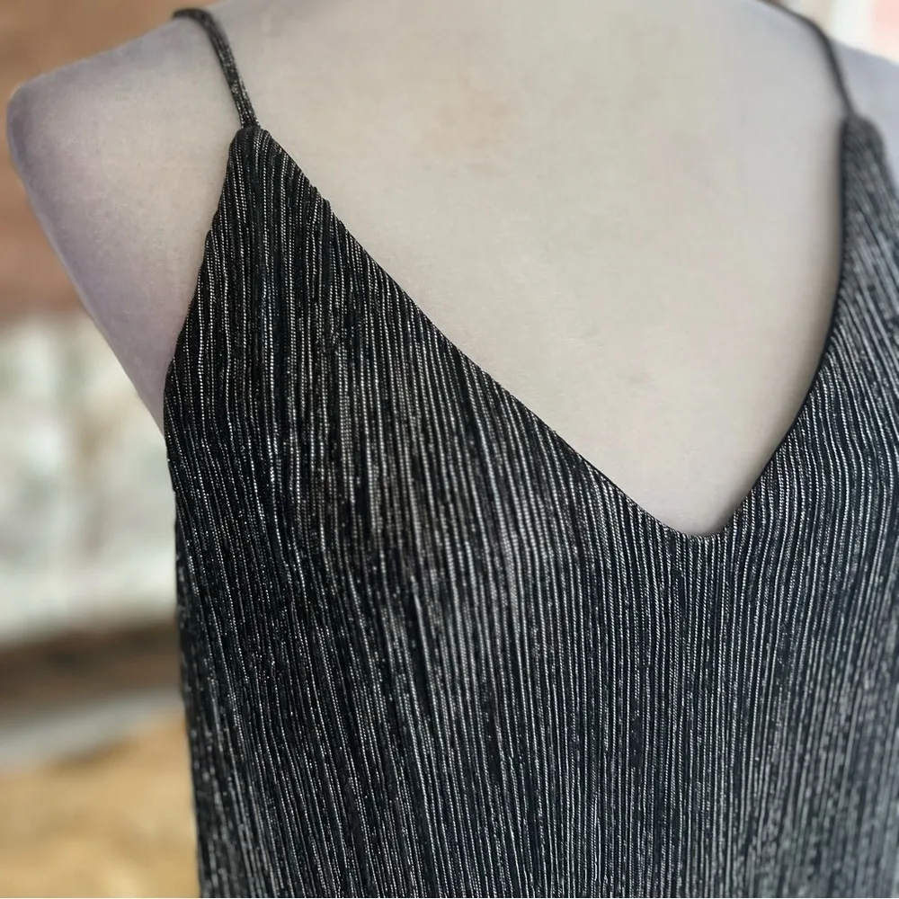 NWT As U Wish Dress Black Silver Metallic Shimmer Mini M Cocktail LBD Party Chic - Image 5