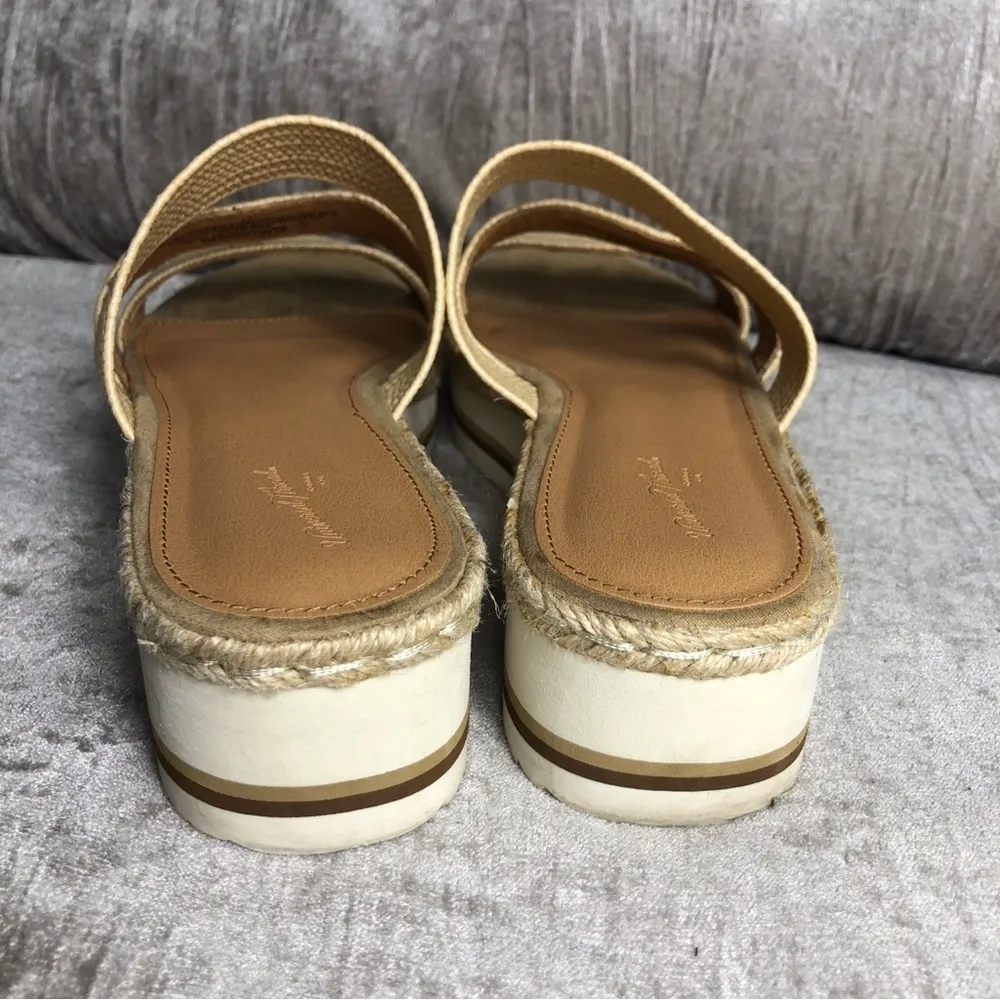 UNIVERSAL THREAD Beige 3 Textile Strap Platform Wedge Sandals 9.5 Espadrille - Image 10