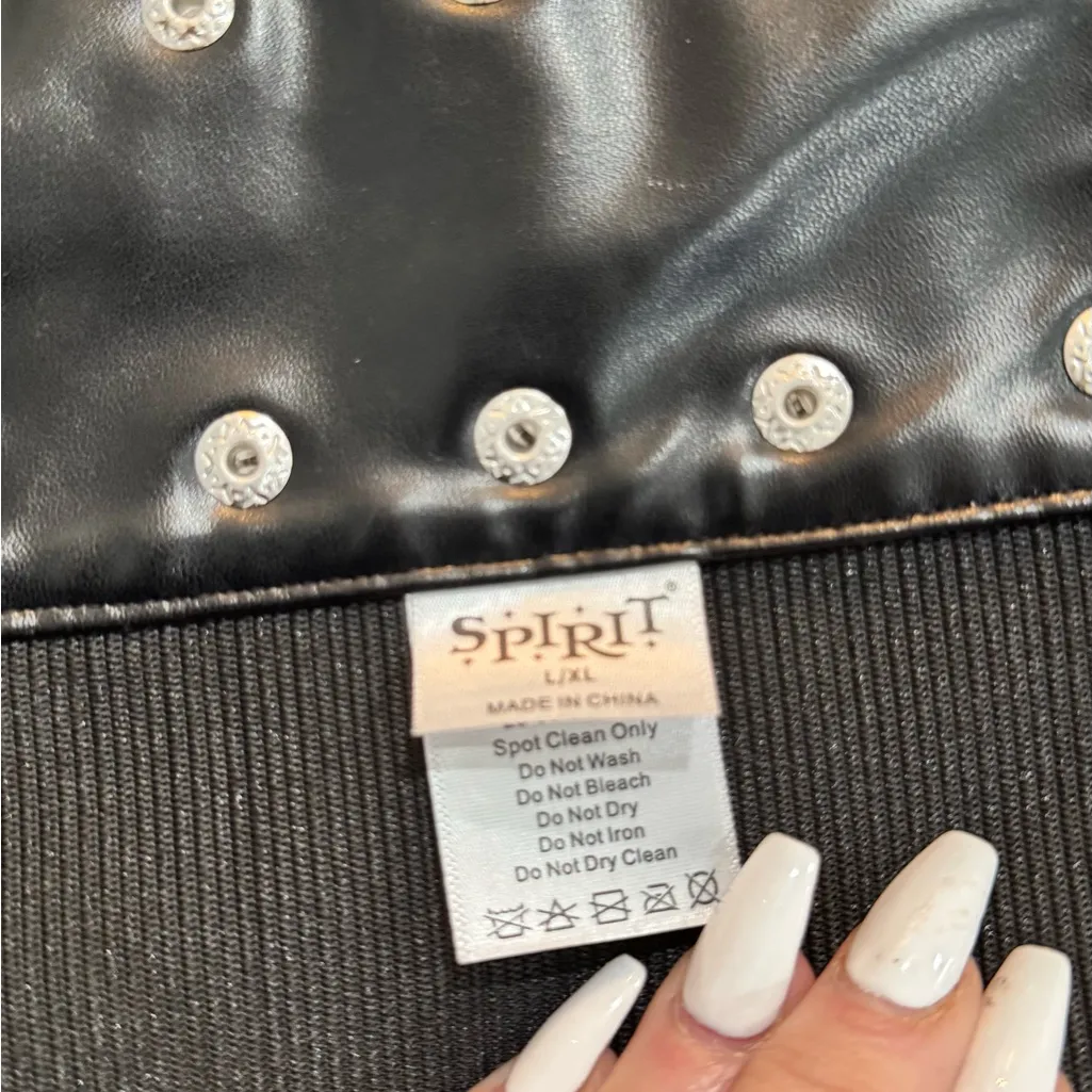 Black Vinyl Halter Bikini Top & Black Faux Leather Lace-up Corset - Image 9