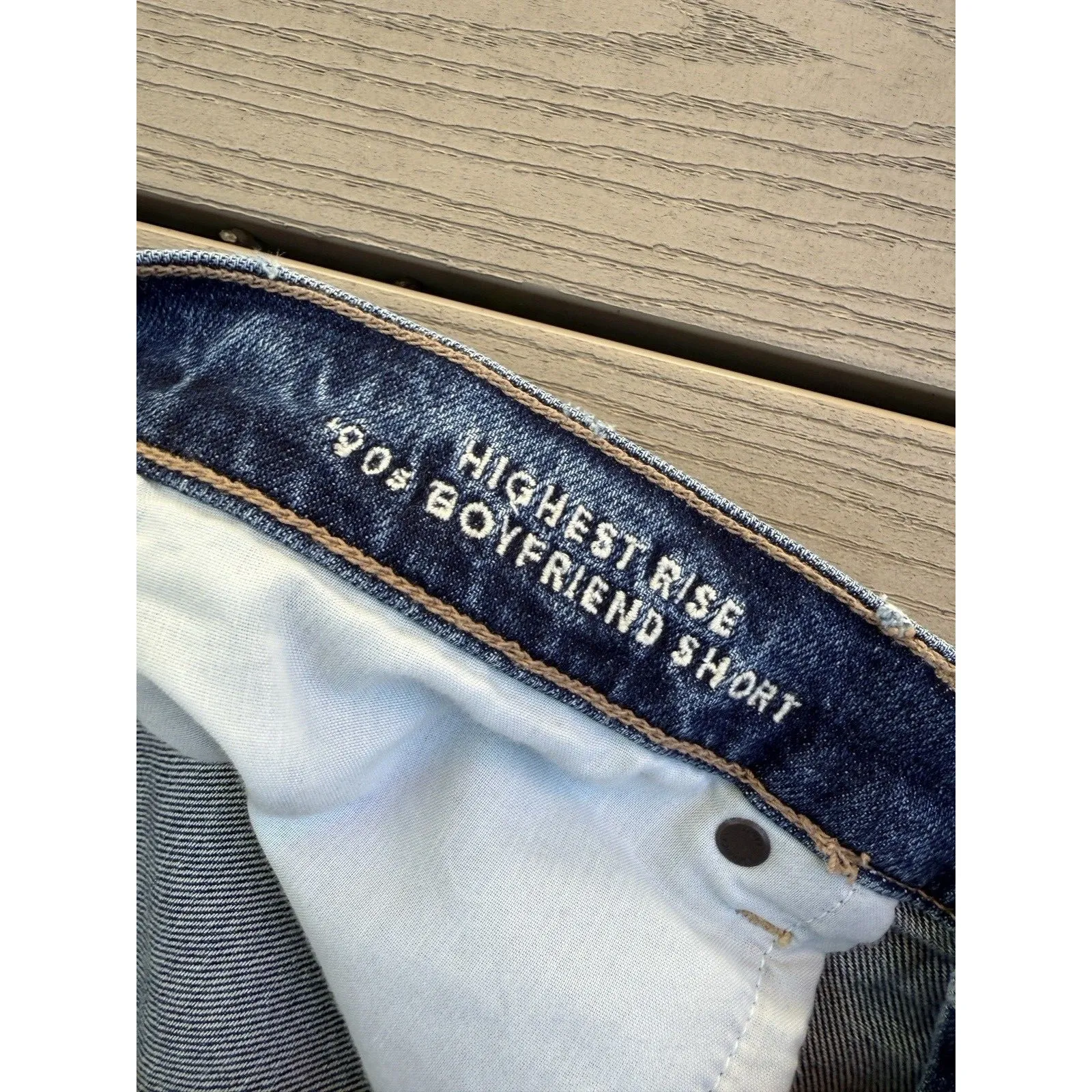 American Eagle Jean Shorts Women Size 12 Highest Rise 90s Boyfriend Blue Denim - Image 5