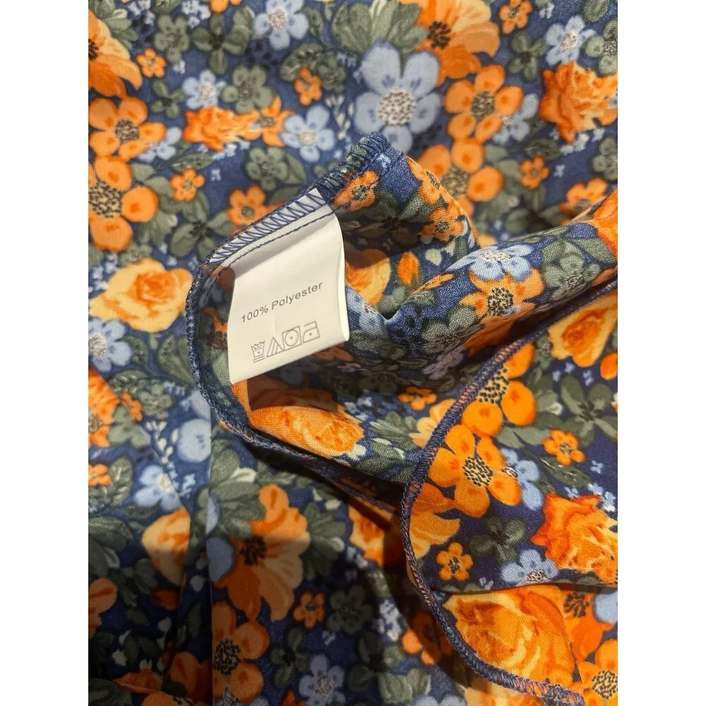 KIRUNDO Long Sleeve Boho Floral Print Casual Loose Dress Size L New With Tag Blue Size L - Image 4