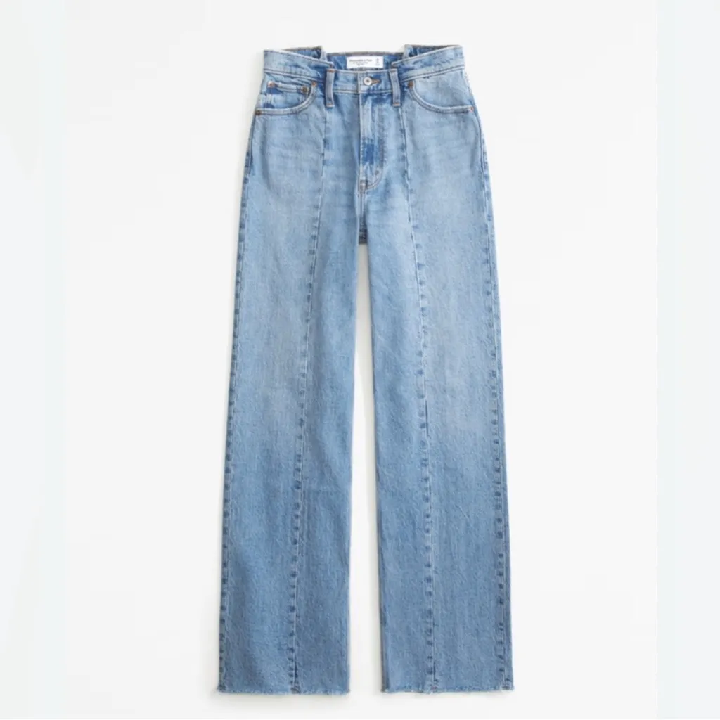 Abercrombie & Fitch High Rise Loose Jeans | Overlap Seamed Front | Long Inseam - Image 5