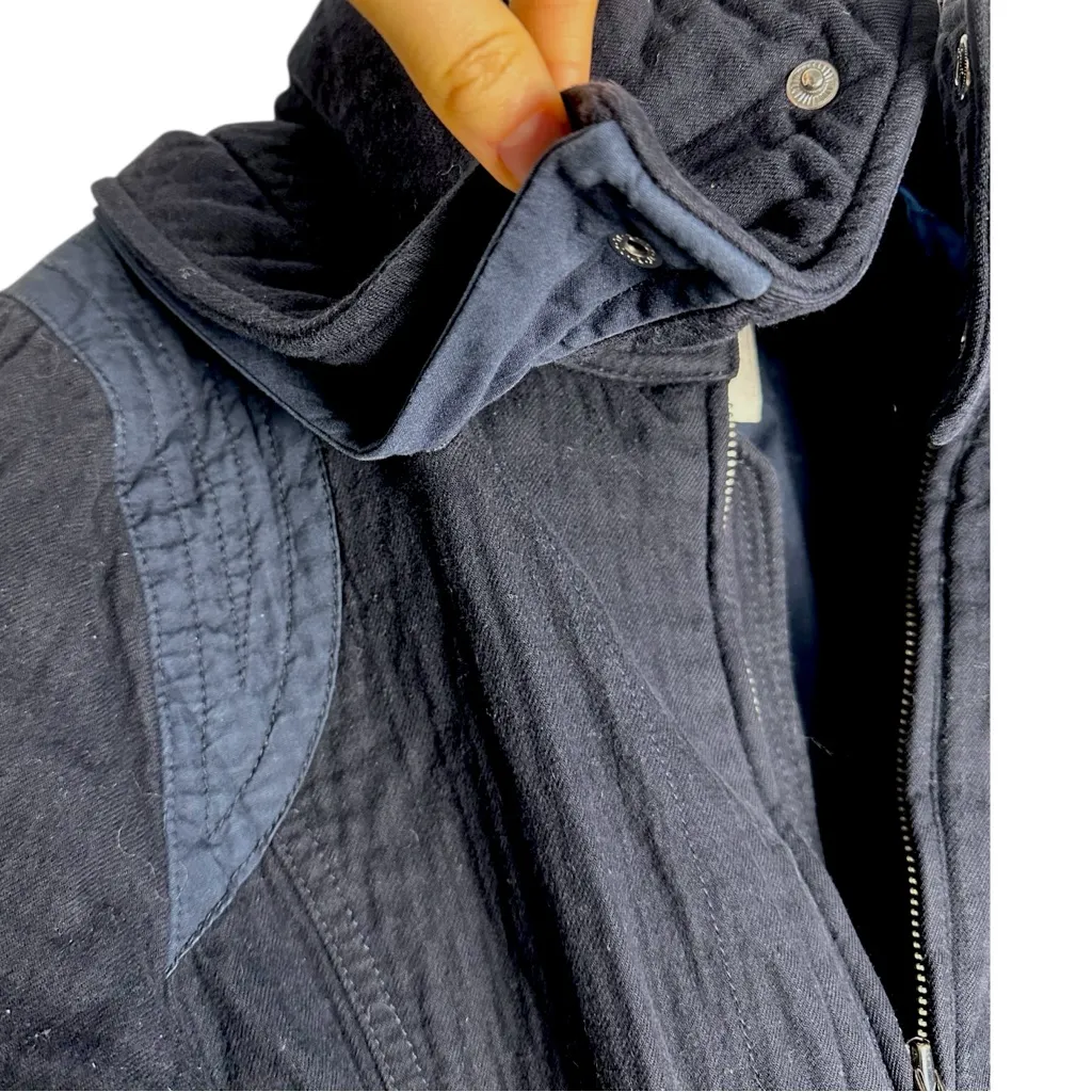 RARE Vintage 90s Diesel women’s moto cotton denim blue quilt parka coat jacket S - Image 10