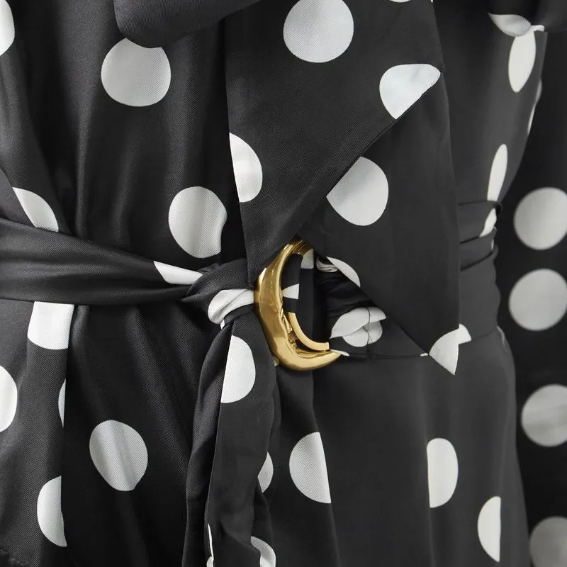 NWT Zimmermann Confetti Tie Neck Midi Dress in Black and Cream Polka Dots - Image 5