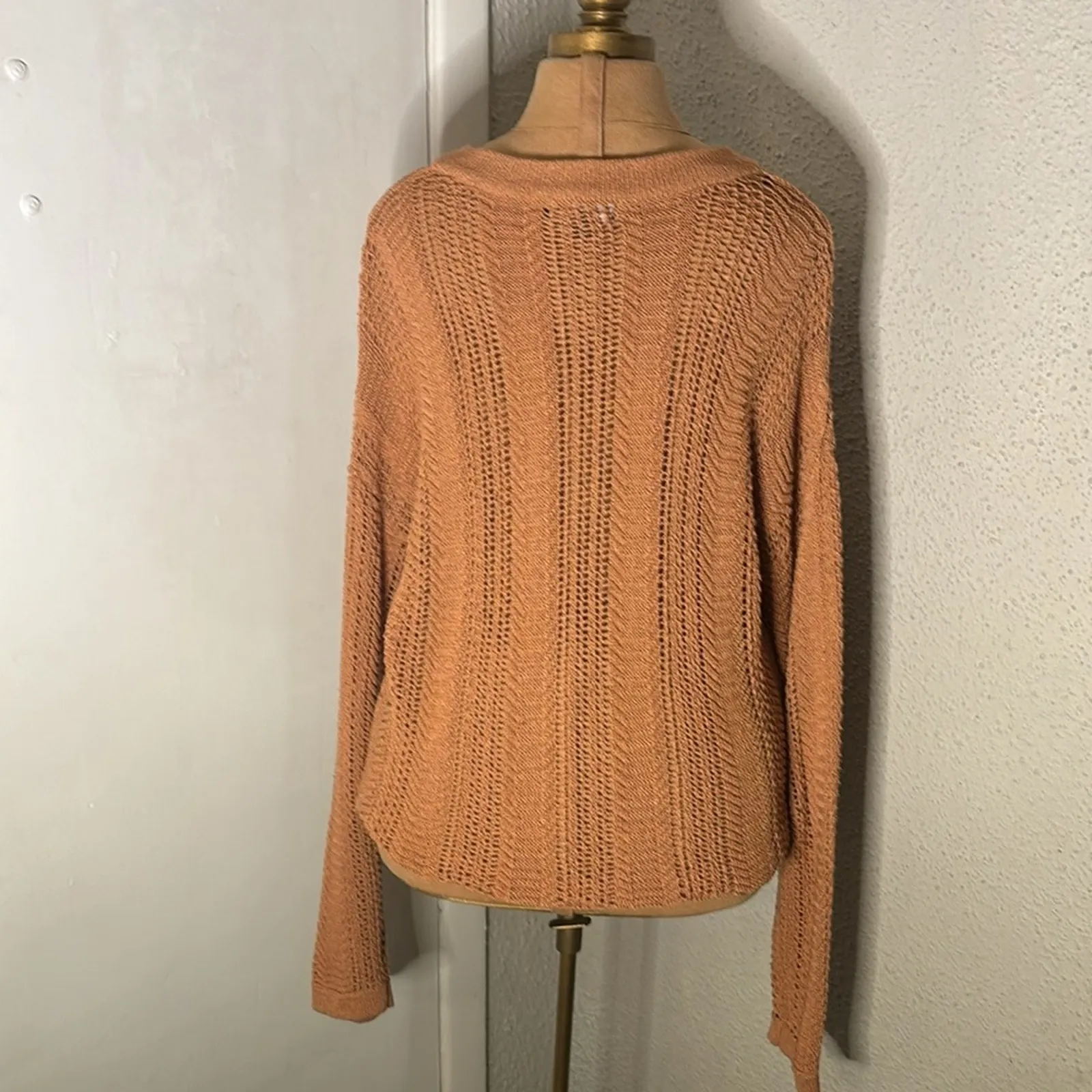 Lulus Knit Long Sleeve Brown Sweater S Cherry Girl Fisherman Cozycore Classicore - Image 2