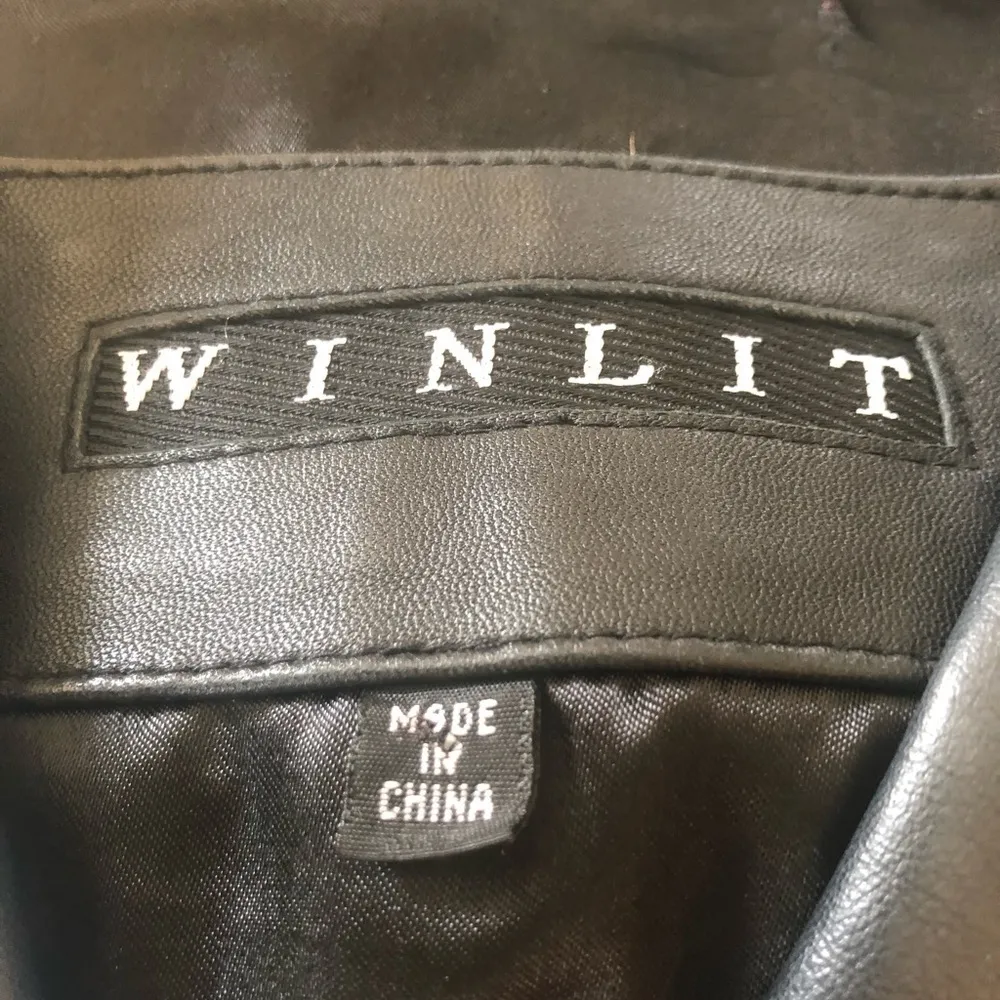 Winlit 3 Button Leather Black Blazer Sz M Jacket Trench Coat Lightweight Lined Size M - Image 7