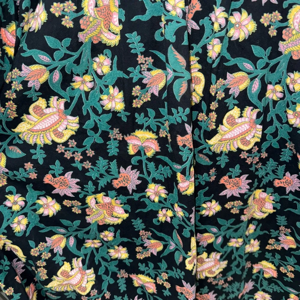 World Market dress floral tunic cotton bell long sleeve kaftan colorful flowers Black Size L - Image 4