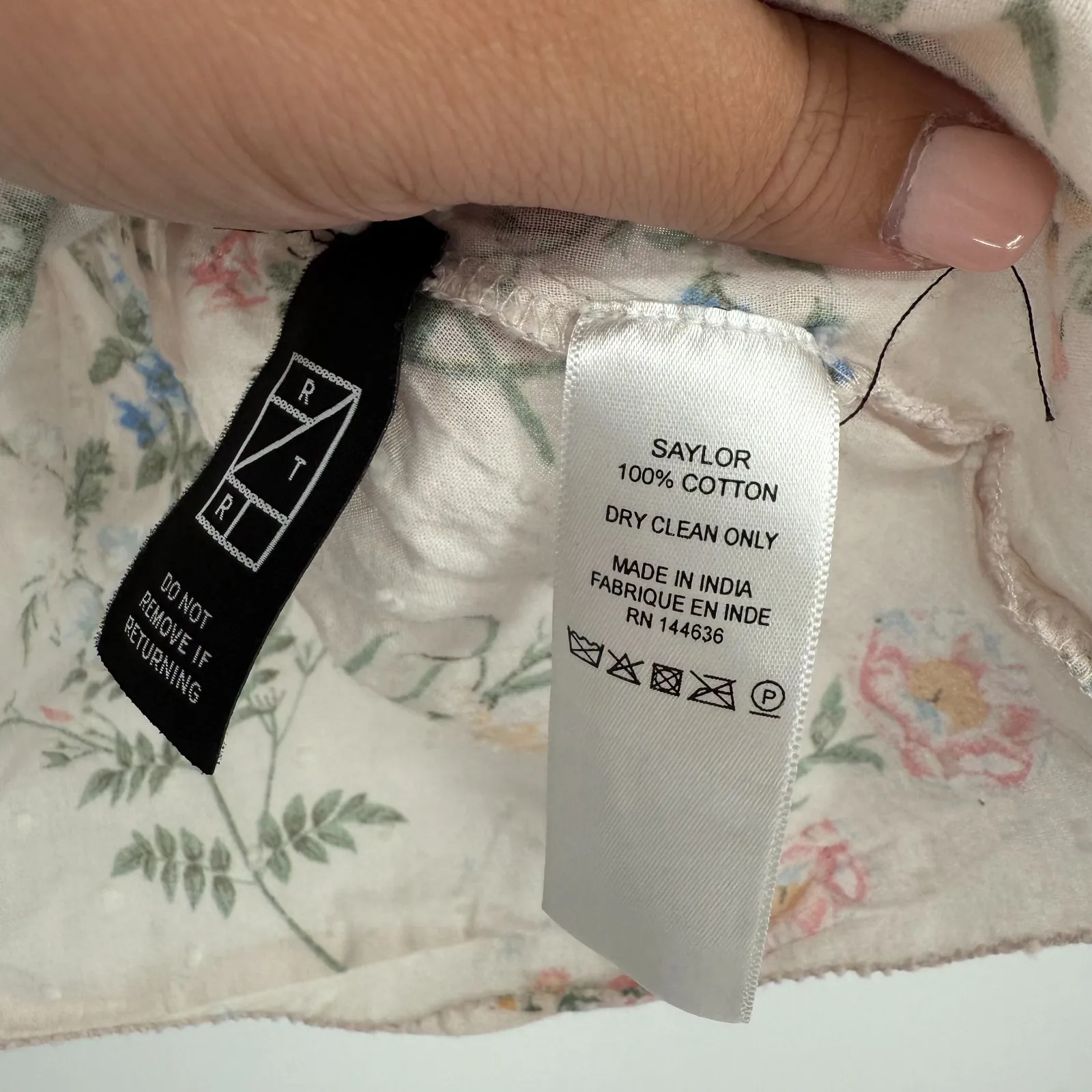 Saylor Clover Blouse‎ Top Womens XS Multicolor Floral Cotton Smocked Scoop Neck - Image 3