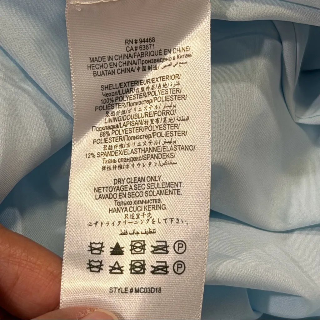 BCBG Maxazria NWT Size 12 Ice Blue Sleeveless Halter Pleated Maxi Dress Evening - Image 5